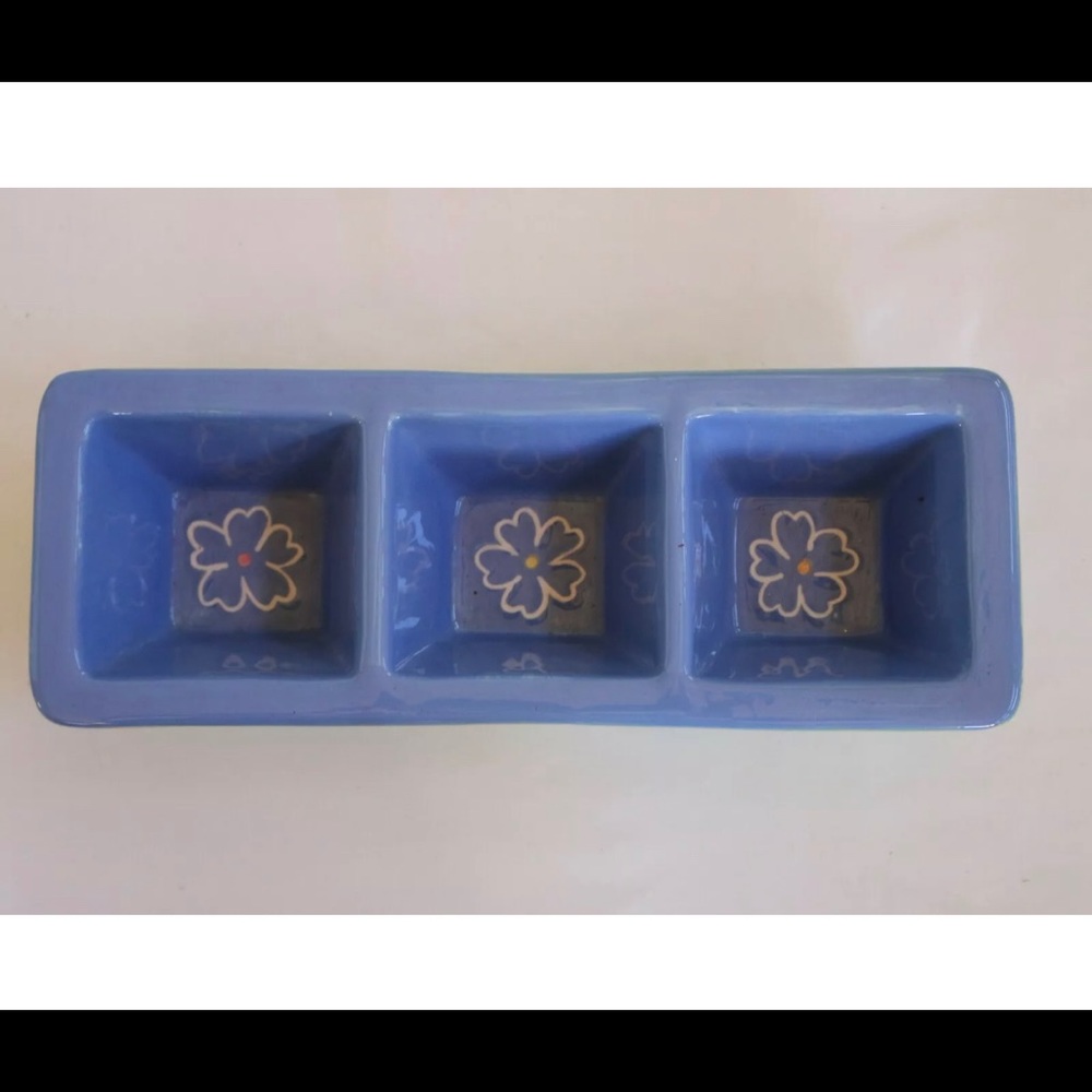 Blossoms and Blooms Divided‎ Dish Blue & Lime Green
